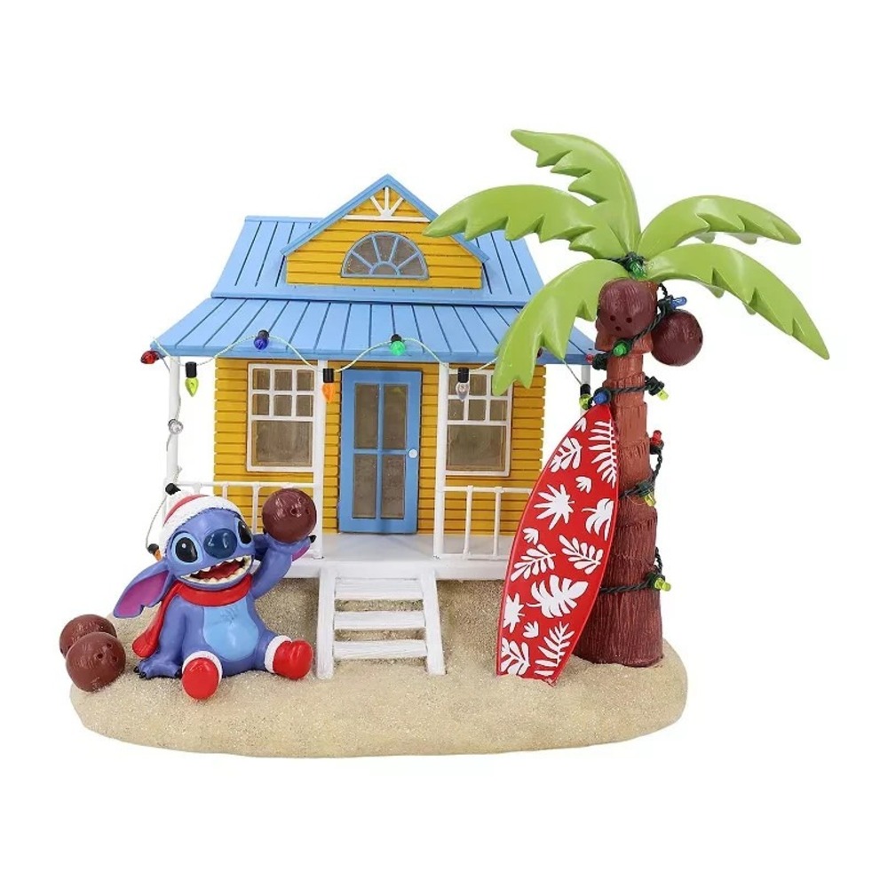 St Nicholas Square Christmas Village Stitch Beach House Light Up Surf Disney NEW